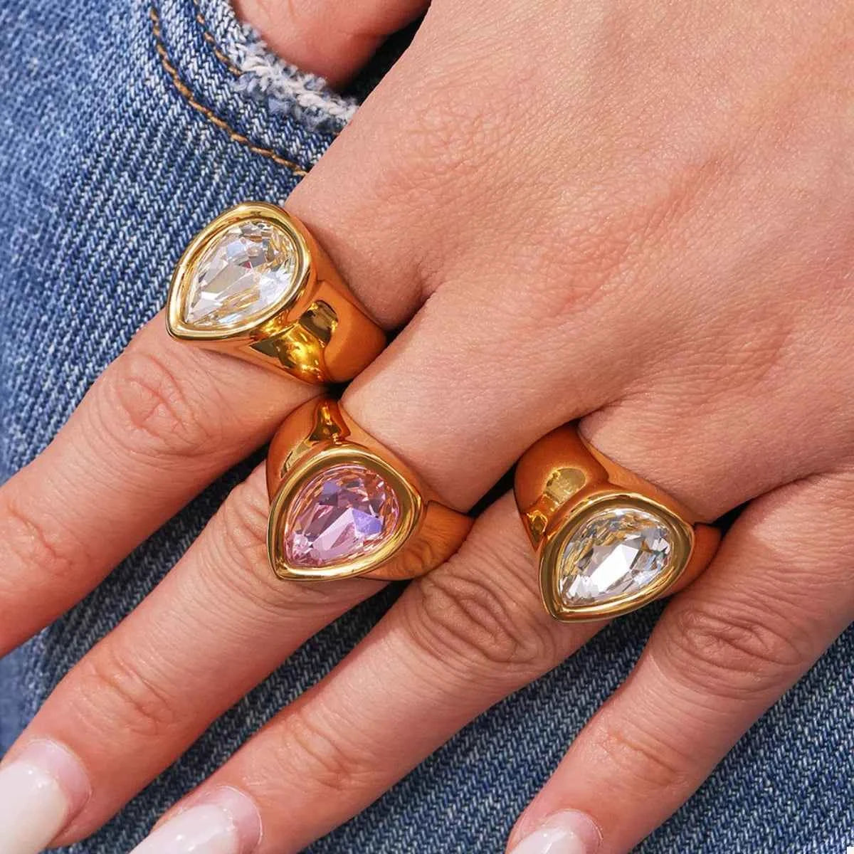 18K Gold-Plated Teardrop Zircon Ring 96fe2f28-7d82-4f92-895f-ec13a42619a0-Max-Origin