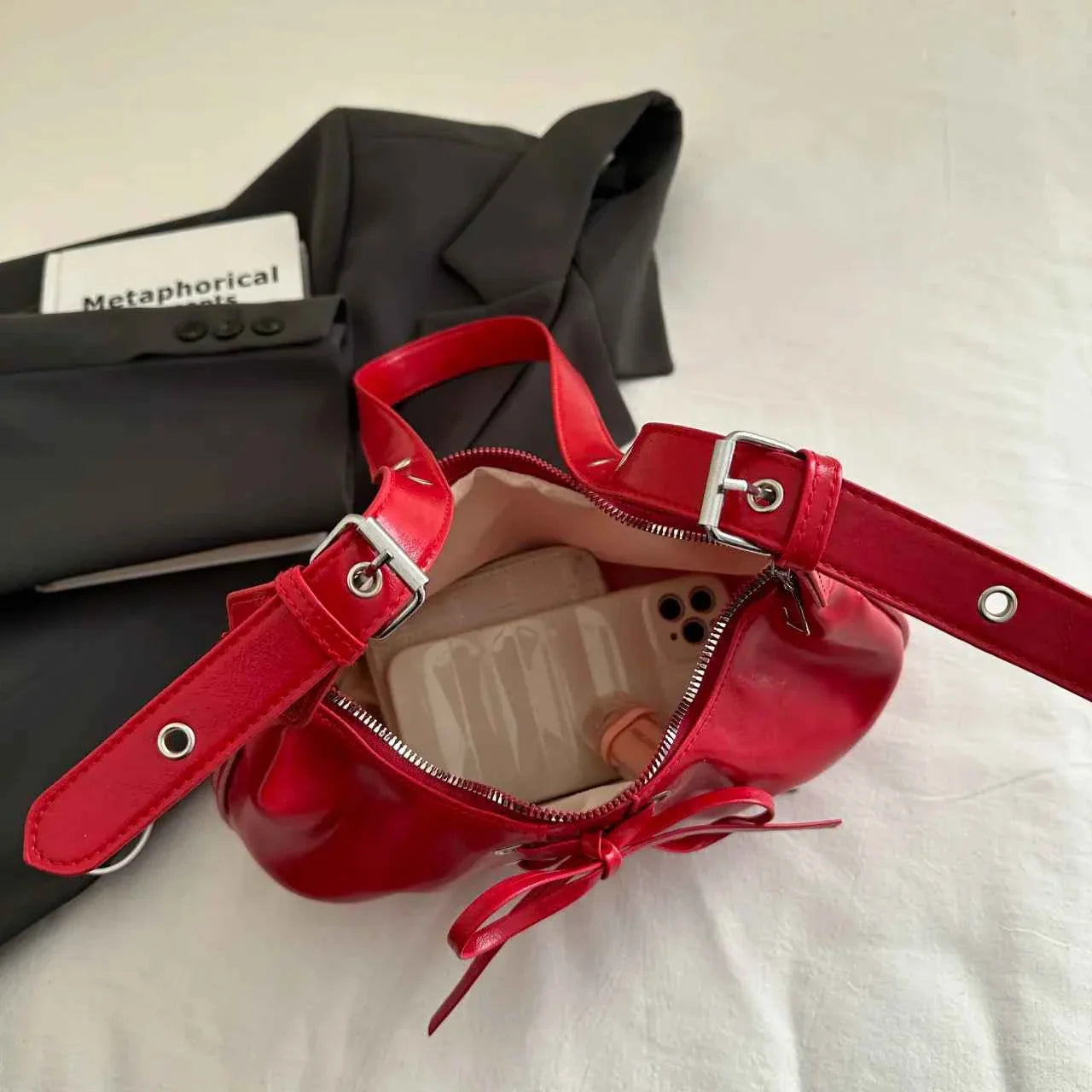 Leather Lace-Up Detail Shoulder Bag 972457595516413db48243f8d15e1f02-Max-Origin