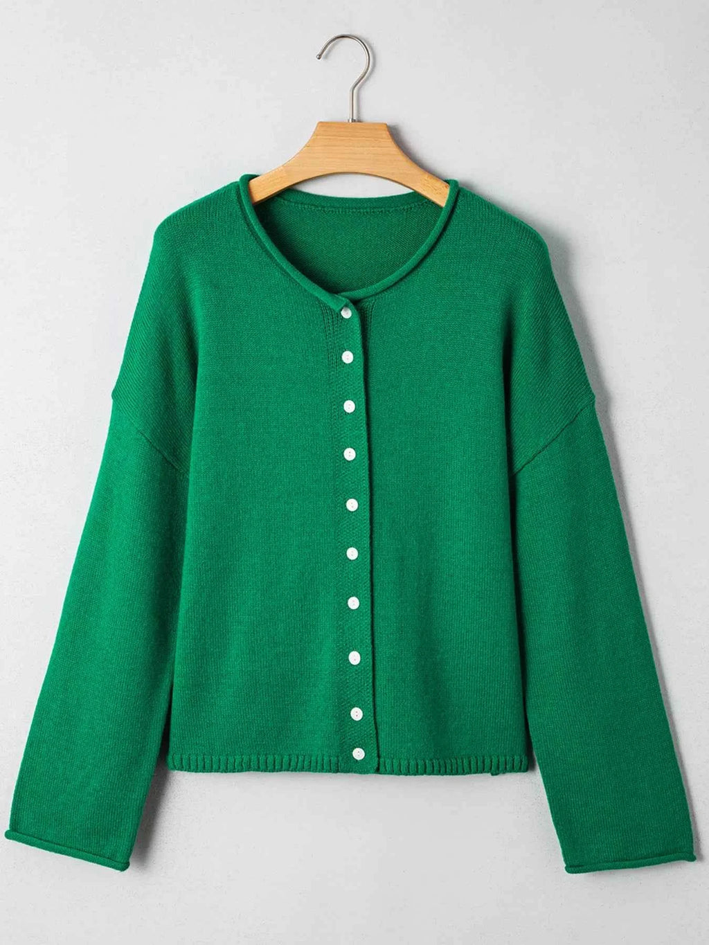 Solid Color Knit Button Drop Shoulder Sweater Cardigan 9726fc379b434dcd9090fa0abf6e3b4e-Max-Origin