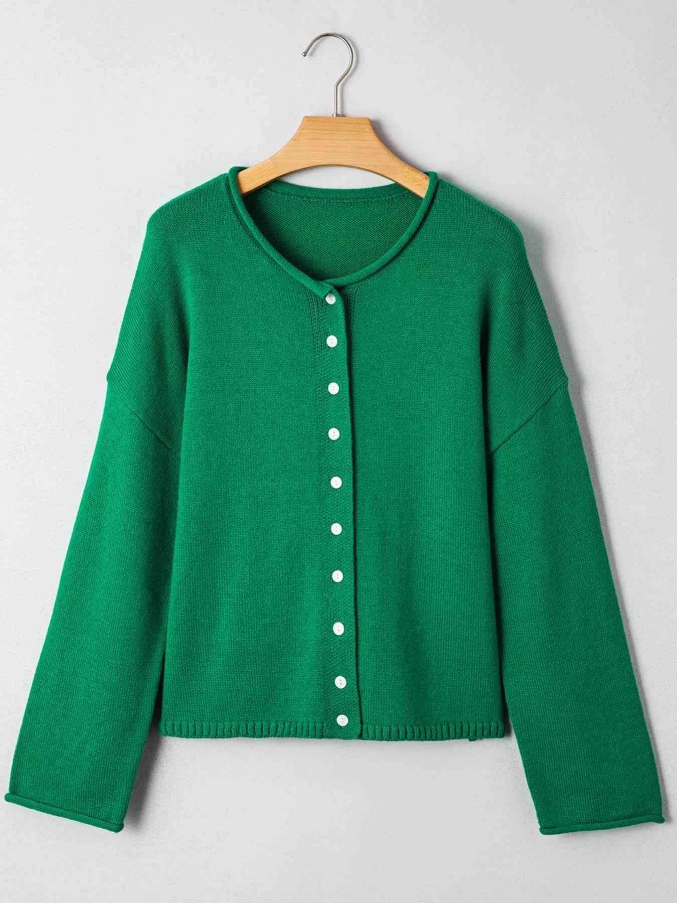 Solid Color Knit Button Drop Shoulder Sweater Cardigan 9726fc379b434dcd9090fa0abf6e3b4e-Max-Origin