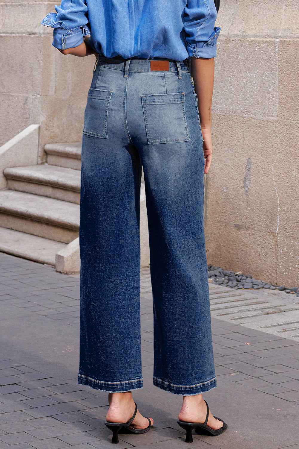Brown Minimalist Patch Pocket High Waist Shift Jeans 972809b4b7f60b7f
