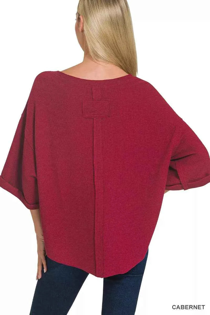 Zenana Double Knit Exposed Seam Curved Hem Top 972a33fcfc4542ec8e870ce0cee17f57-Max-Origin