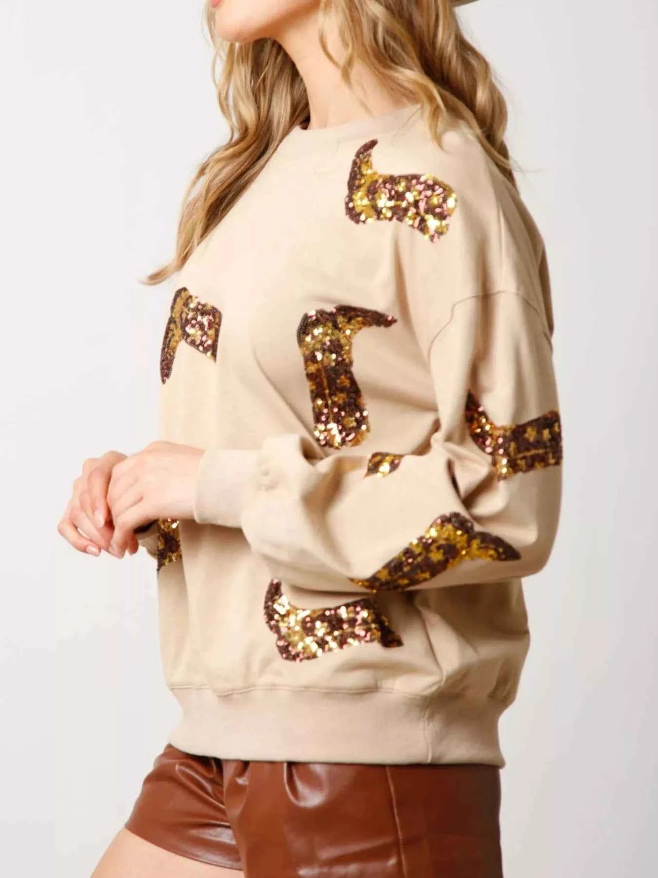 Sequin Boot Crewneck Sweatshirt 972e25aa-4d41-427e-9213-f866149e626d-Max-Origin