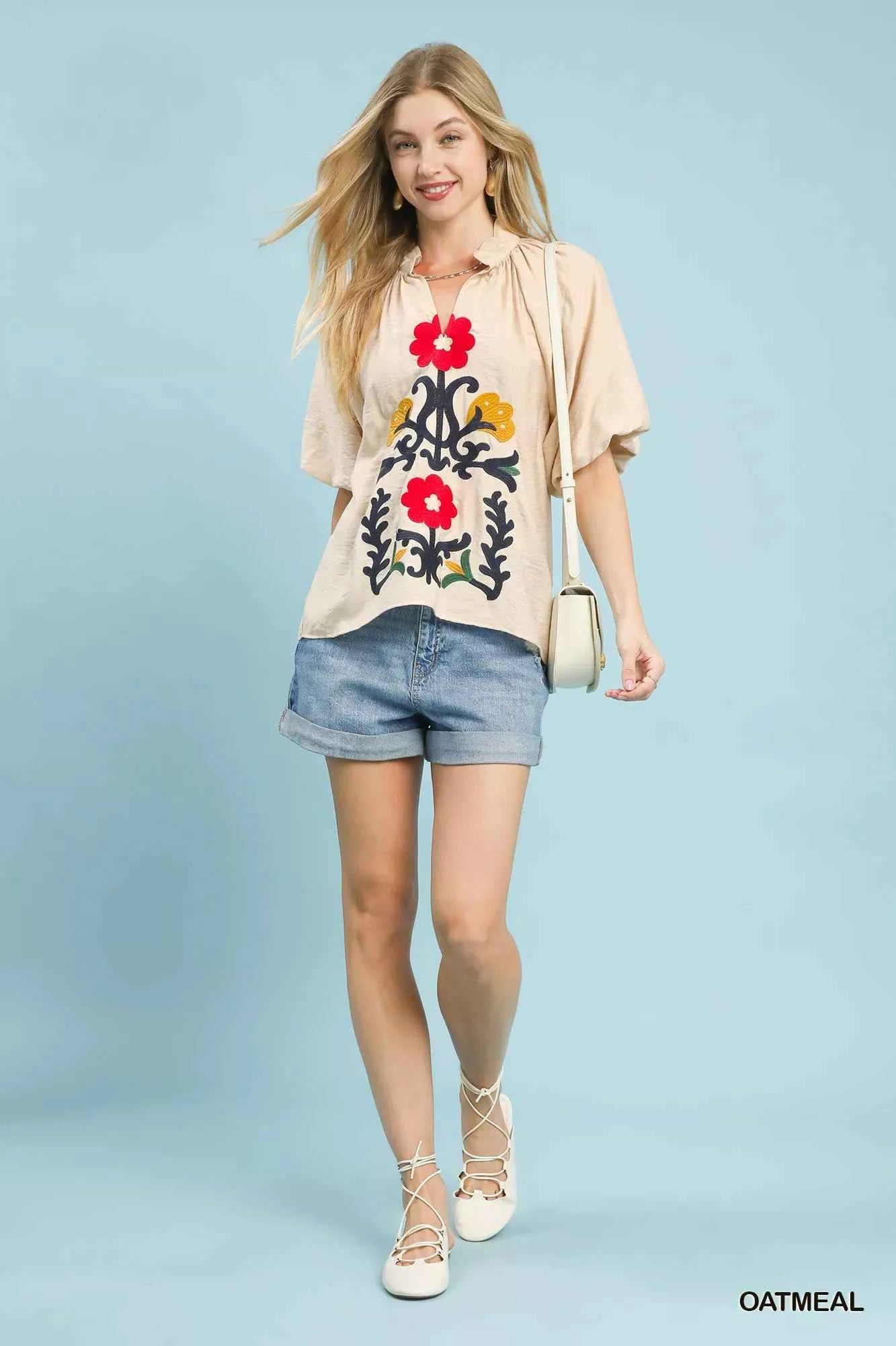 Umgee Embroidered Boho Puff Sleeve Blouse 973c91de-7db8-4351-9891-1ee1f2f0500c-Max-Origin