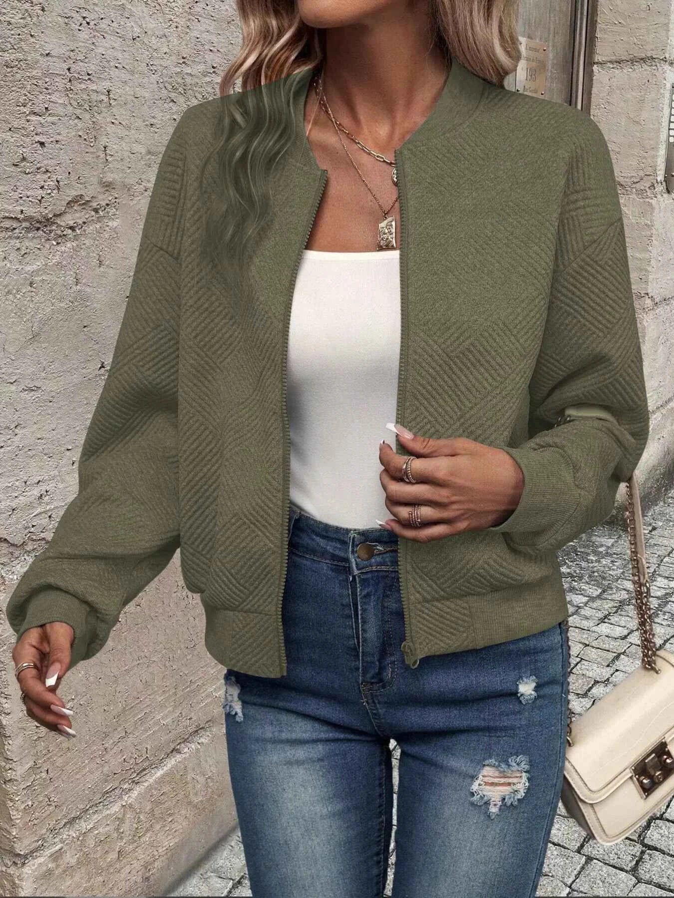 Texture Zip-Up Bomber Jacket 973dbe34ab954f86b637ffee00d0d81f-Max-Origin