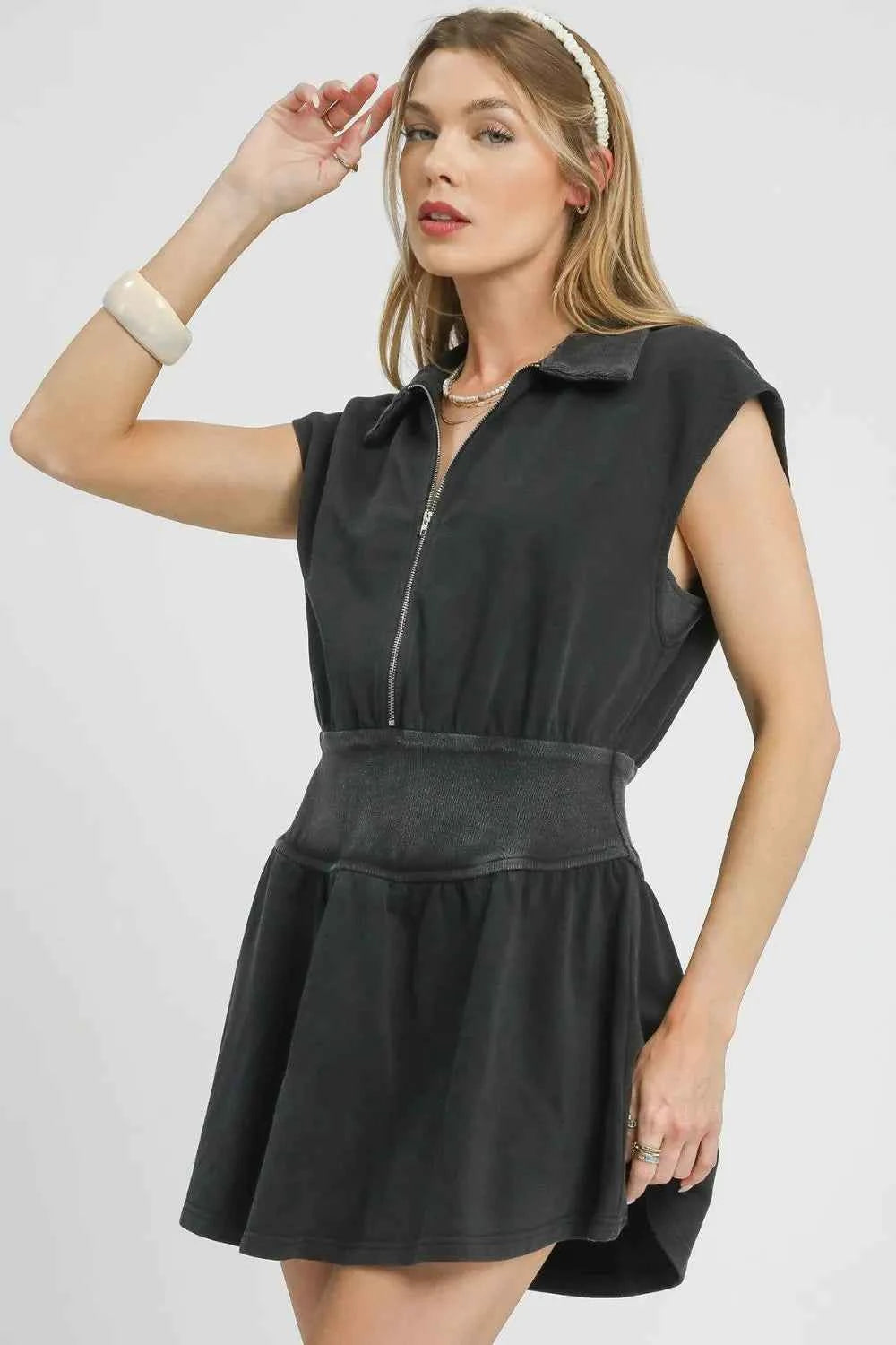 Umgee Zip Front Cap Sleeve Mini Dress 974130c0-2112-44dc-98f1-5f75a686c08f-Max-Origin
