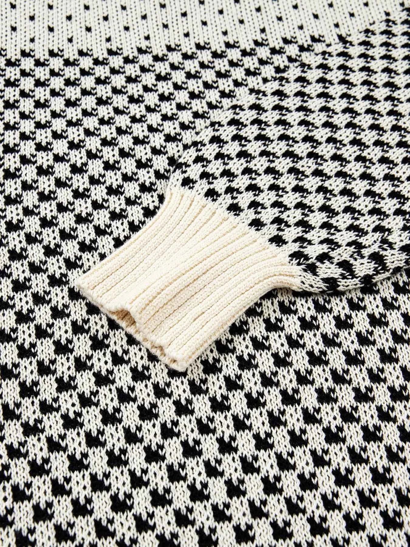 Contrast Color Pattern Lantern Sleeve Sweater 9749f2912a5d474a80c43fca4dc7076a-Max-Origin