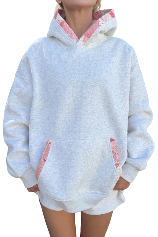 Gray Contrast Patchwork Oversized Hoodie 974be16af420c560