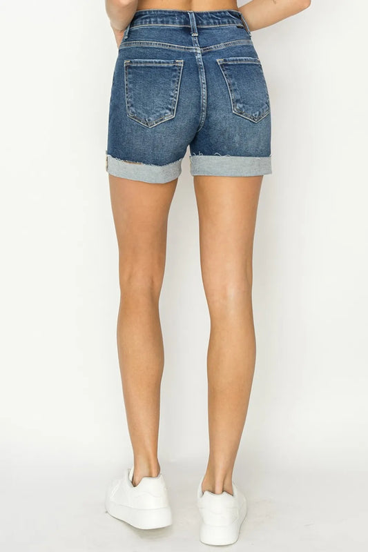 High Rise Cuffed Denim Shorts 974cd677-5d0b-4539-ba3f-6296df181d24-Max