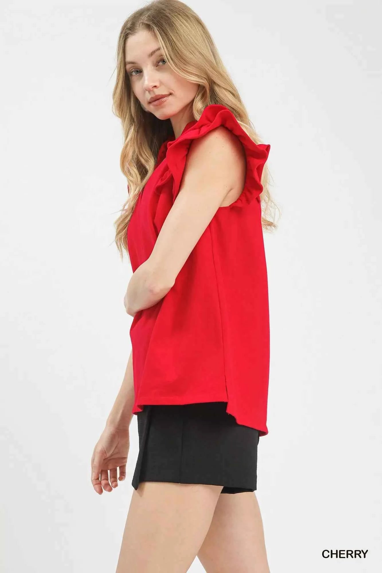 Umgee Ruffle Sleeve V-Neck Top 97542aef-93bc-4f6b-873d-6c6e5cd3c029-Max-Origin