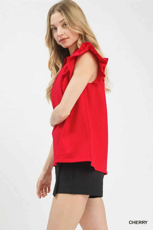 Ruffle Sleeve V-Neck Top 97542aef-93bc-4f6b-873d-6c6e5cd3c029-Max-Origin