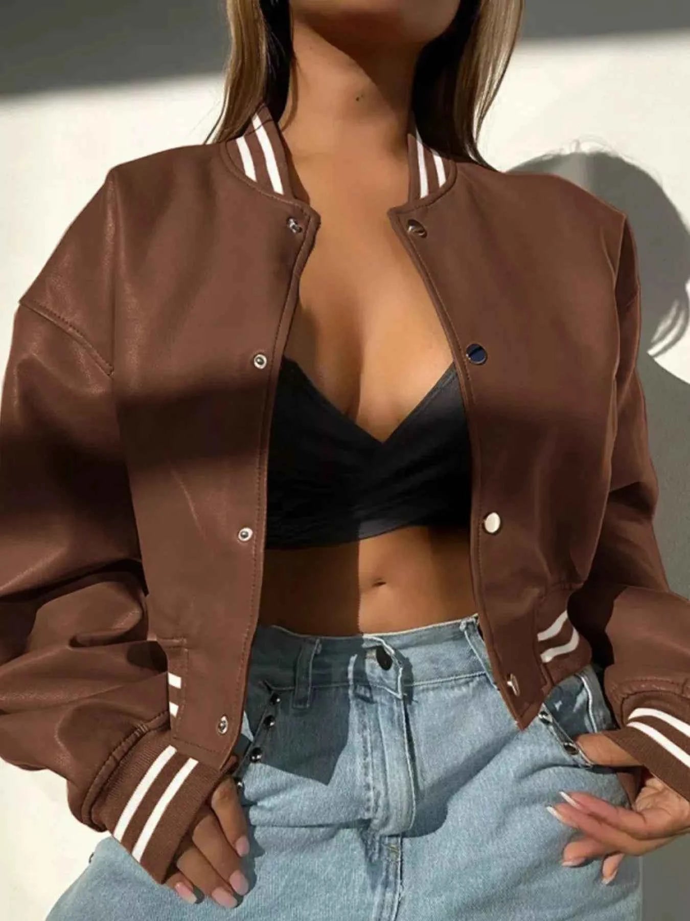 Snap Down Drop Shoulder Jacket Dark Brown 978034c1-0d2c-40b9-8af3-20569fc98e95-Max-Origin
