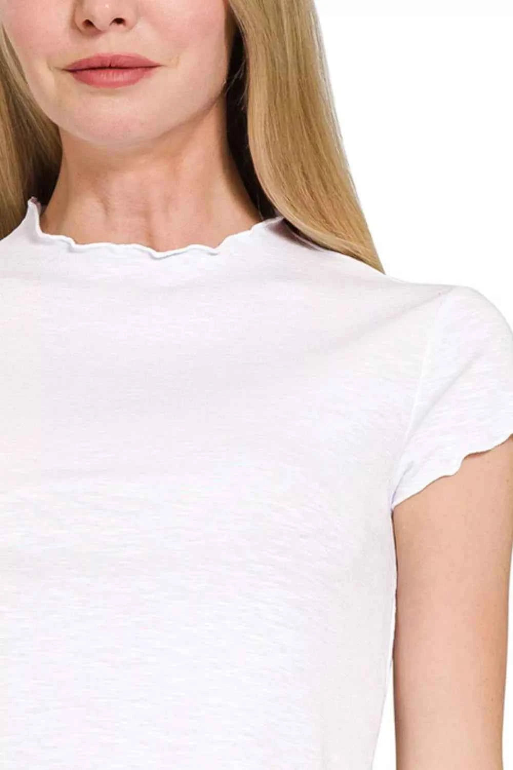 Zenana Cotton Modal Slub Lettuce Trimmed Cropped T-Shirt 9783ded2-a90c-487e-8510-360e3c863020-Max-Origin