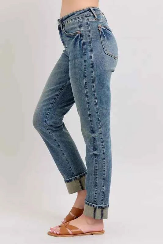 Judy Blue Full Size Mid Rise Vintage Wash Double Roll Cuff Boyfriend Jeans Plus Size 9789963f8a184708b519c4ab0b77885a-Max-Origin