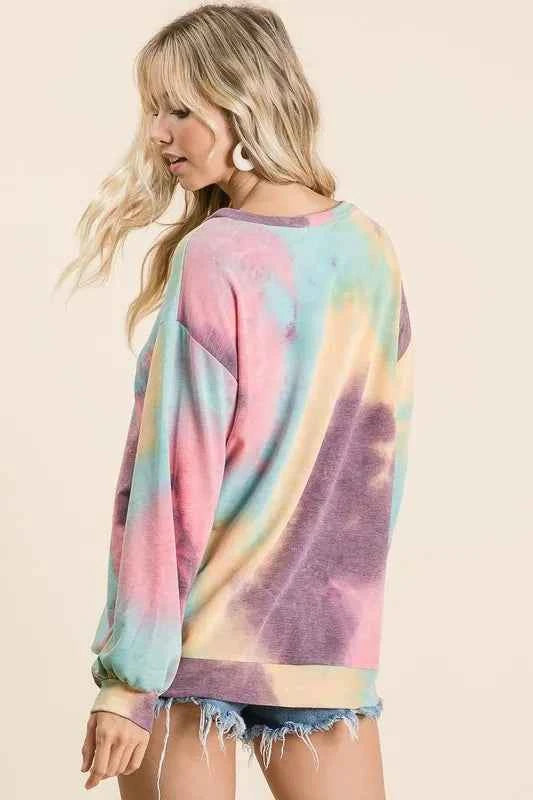 BiBi Tie Dye Print French Terry Sweatshirt 9790ef15b22e432e95556b1b9fabb1c0-Max-Origin