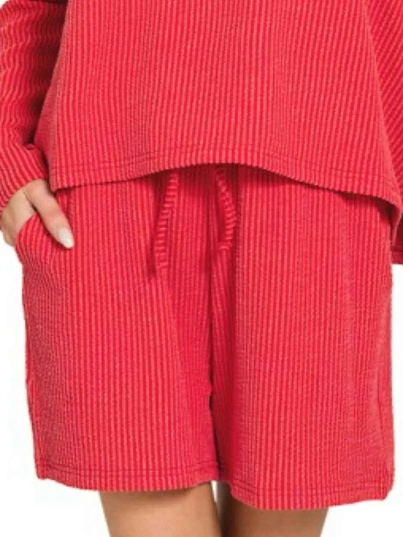 Zenana Corded Rib Long Sleeve Tee and Shorts Set 979e0055-3cfb-498b-91f8-cd620481aa12-Max-Origin