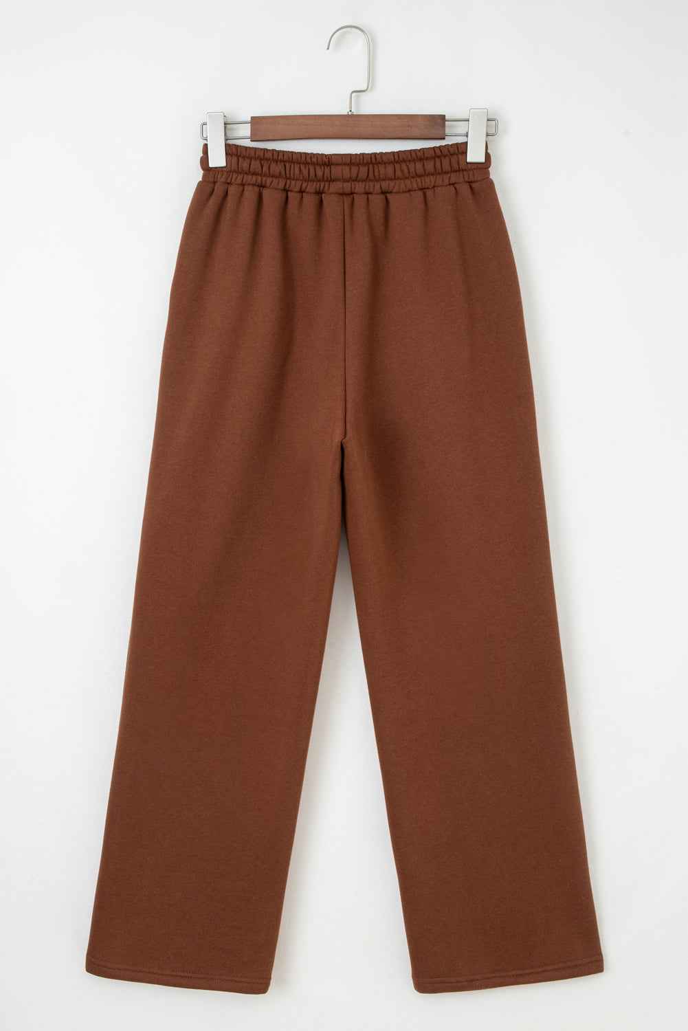 Oatmeal Fleece Lined Leopard Drawstring Elastic Waist Solid Pants 97a49f360e648a99