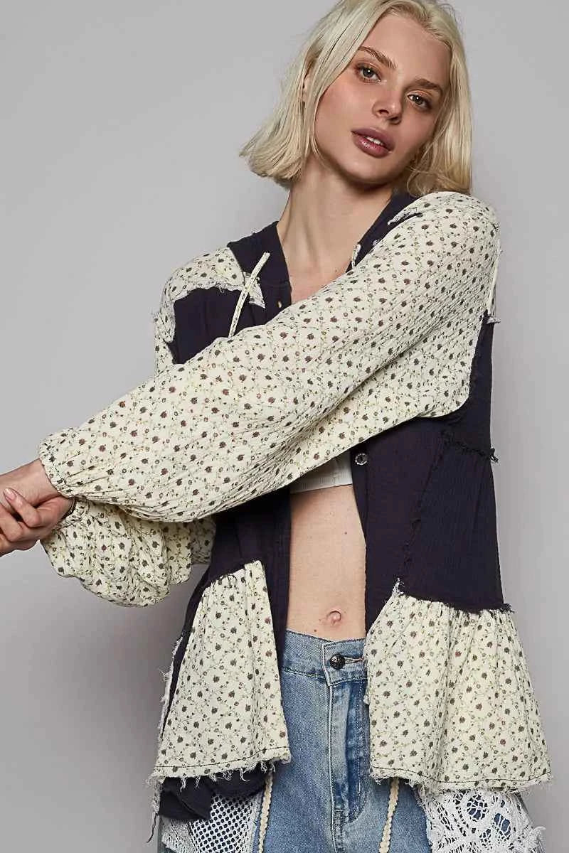 POL Color Block Printed Frayed Hem Hooded Shacket 97ad091a-3687-4543-8428-9827bcc60b58-Max-Origin