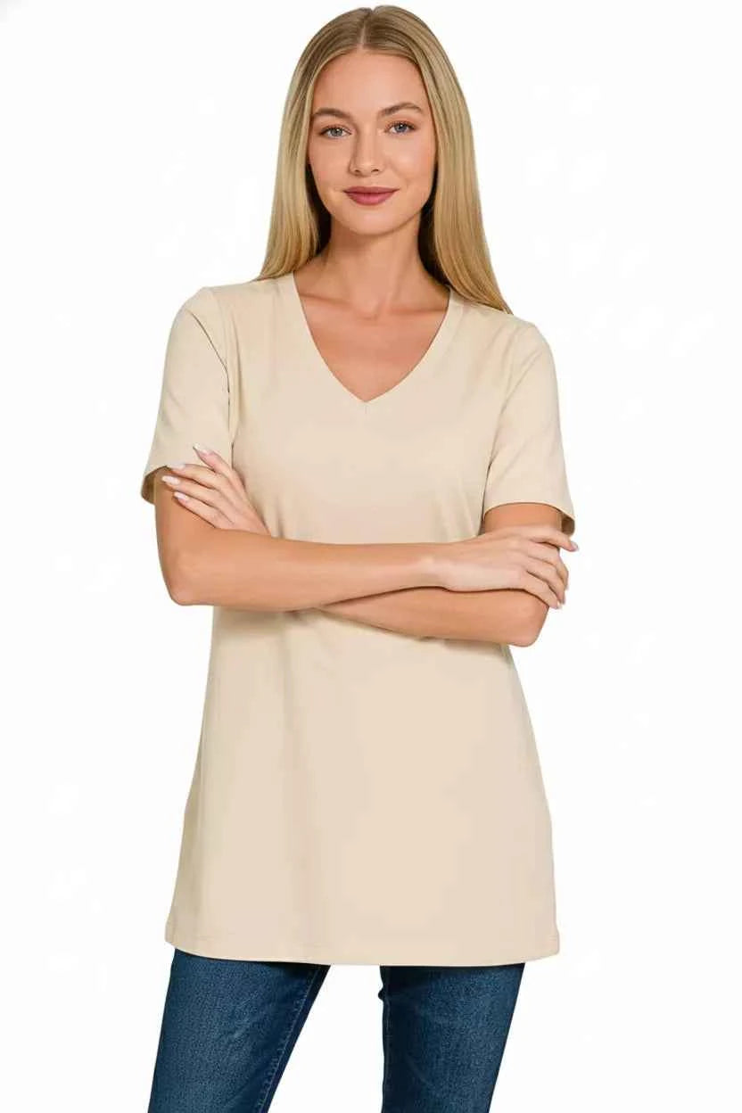 Zenana V-Neck Short Sleeve T-Shirt 97af5e52-821a-44d3-9bfa-7207fb9ec92c-Max-Origin