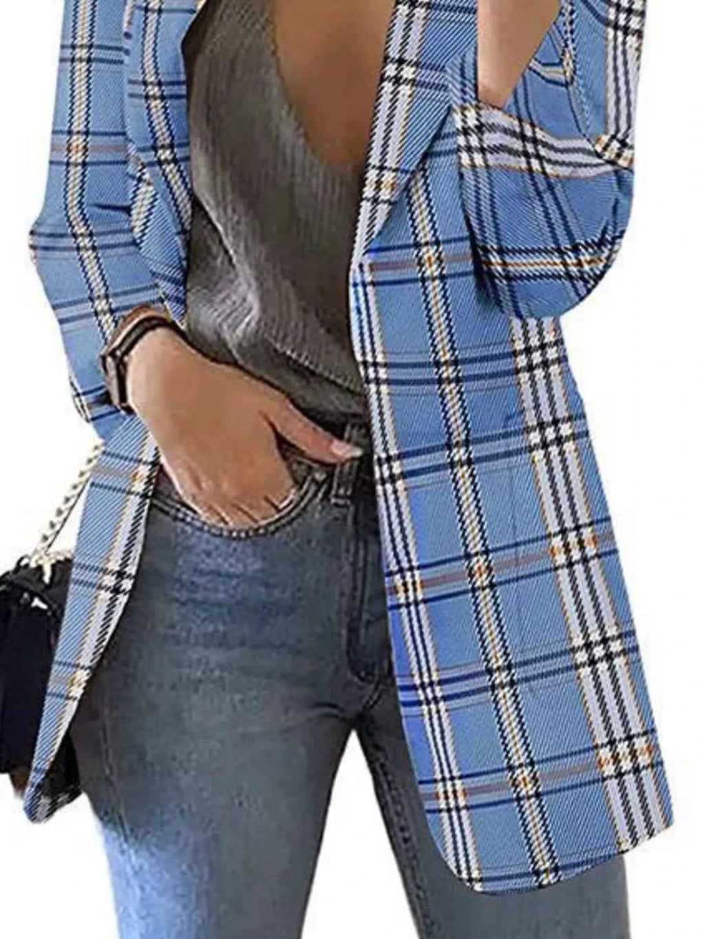 Plaid Lapel Collar Blazer 97b52b8f-068e-4221-950a-9a9b678f2eee-Max-Origin