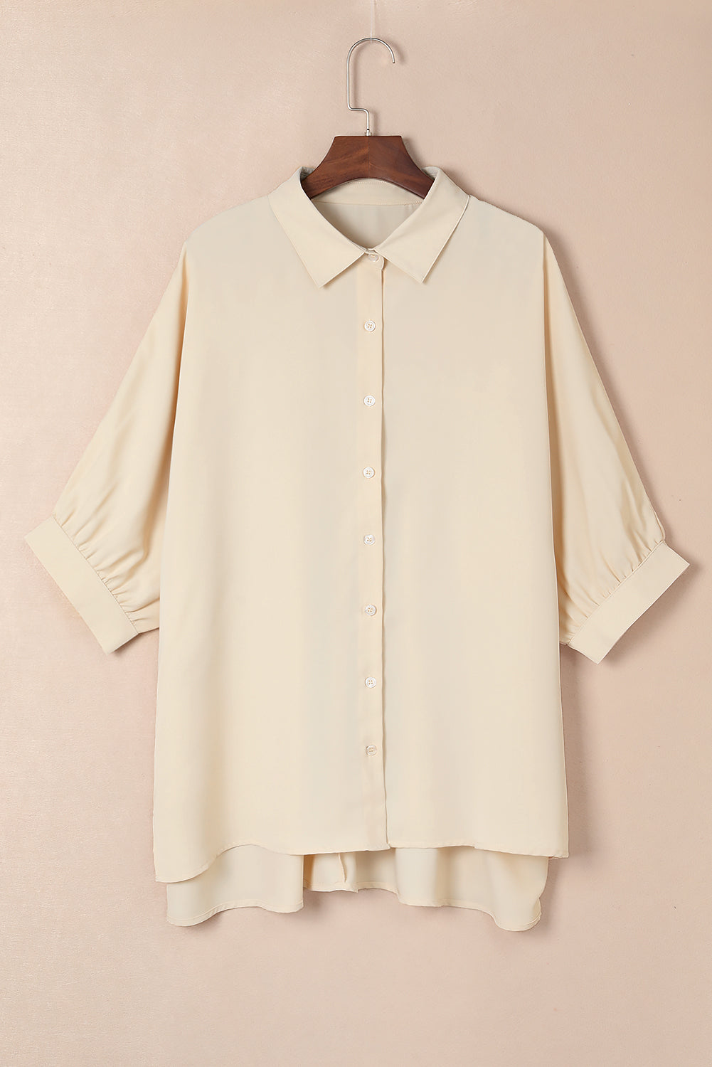 Apricot 3/4 Puff Sleeve Oversize Shirt 97b7a4e76758960f