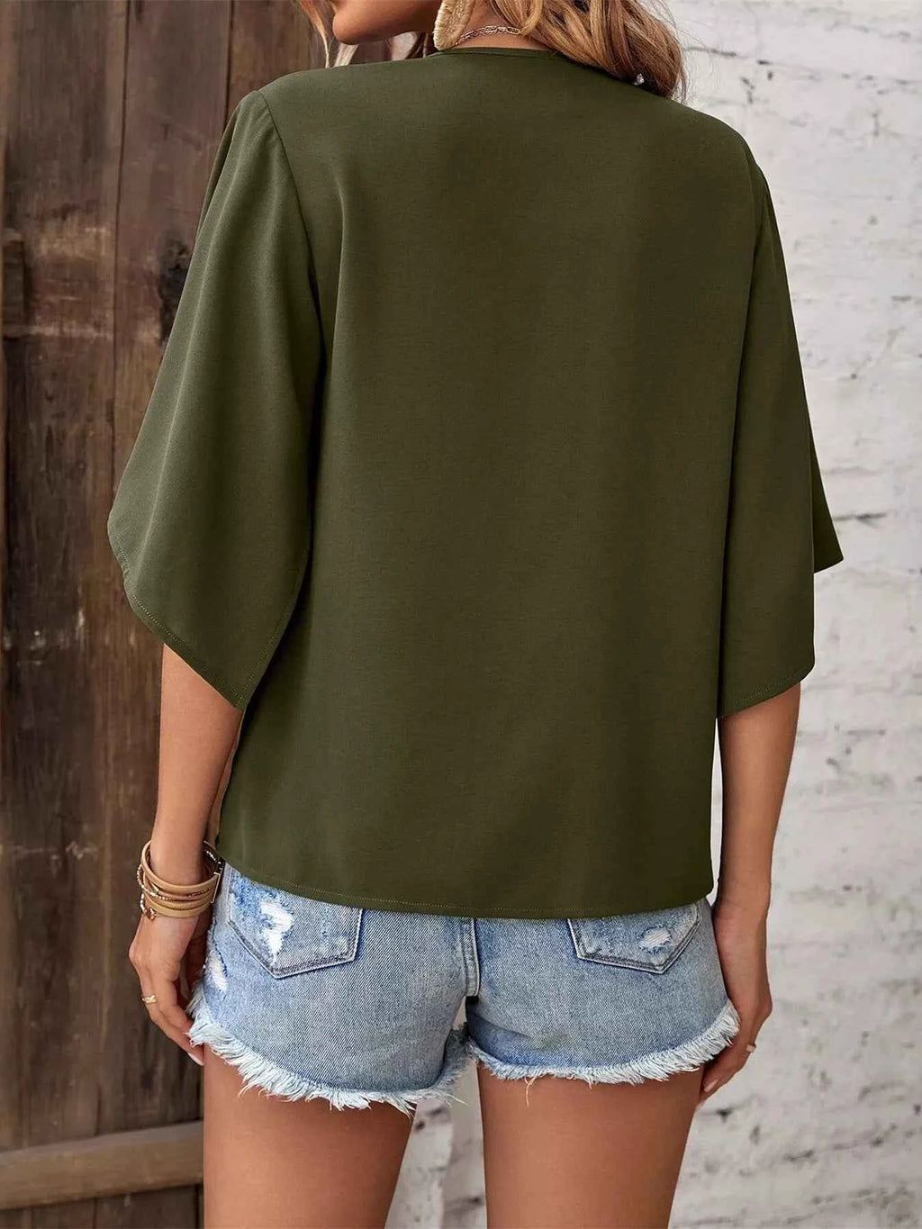 V-Neck Flutter Sleeve Blouse 97c0208375e846fca46375c011ba6870-Max-Origin
