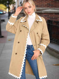 Scalloped Trim Long Sleeve Trench Coat Khaki 97d37fb542324c06aa9d7c14354fd988-Max-Origin