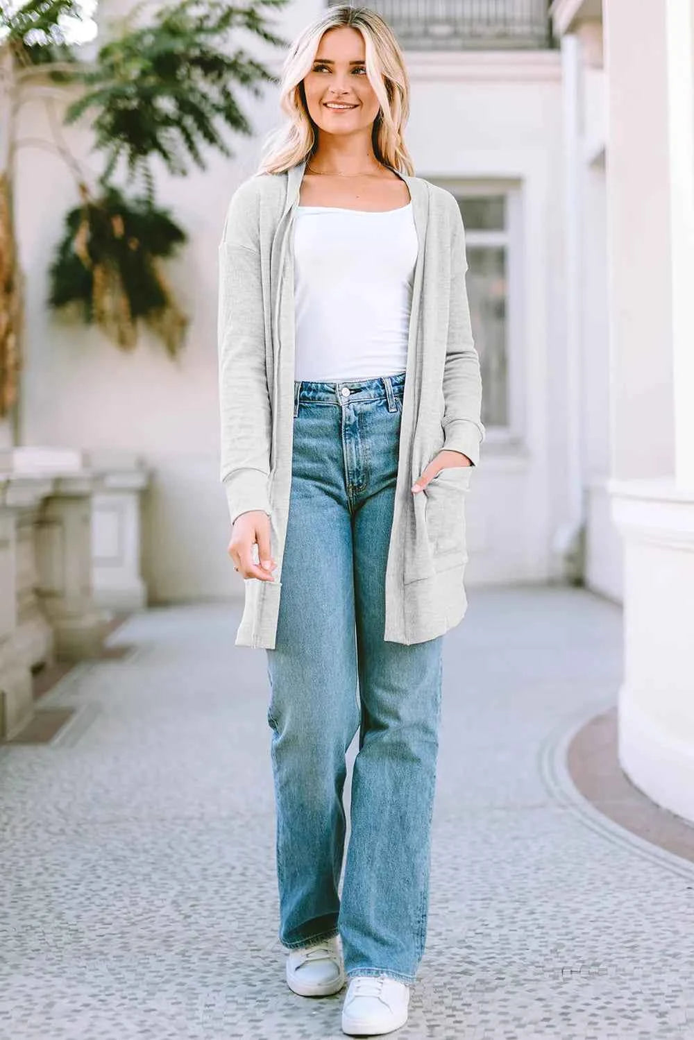 Pocketed Open Front Long Sleeve Cardigan 97d3ff7d-83de-4e3e-8f91-b5a646e519a9-Max
