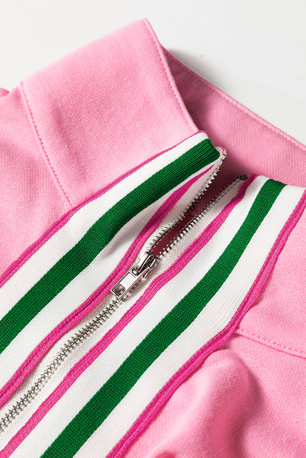 Sachet Pink Pop of Color Collared Patchwork Pullover Sweatshirt 97d5855f1effabcd