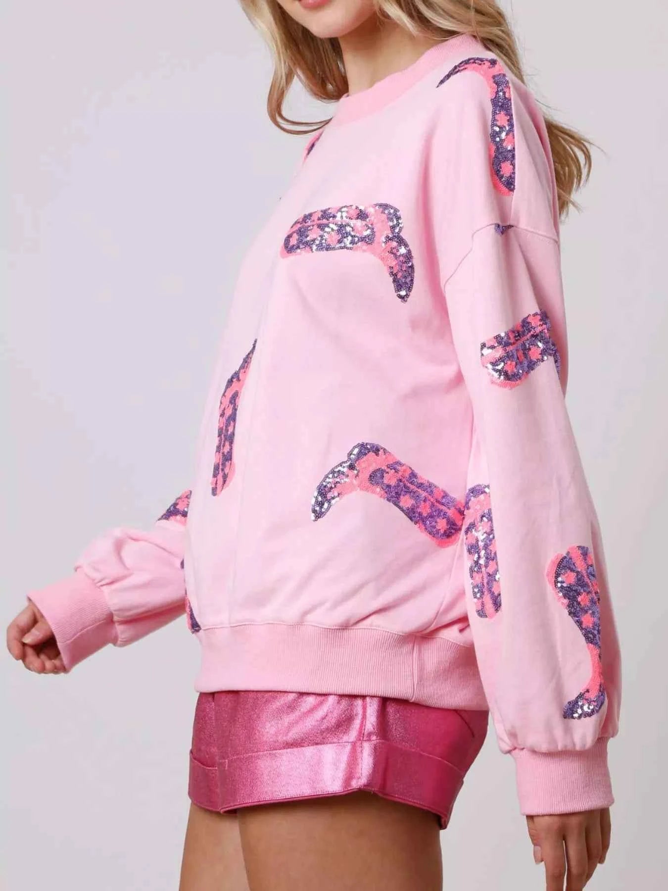 Sequin Boot Crewneck Sweatshirt 97ddcd75-3b3d-4b16-ad7e-24705c1acfd6-Max-Origin