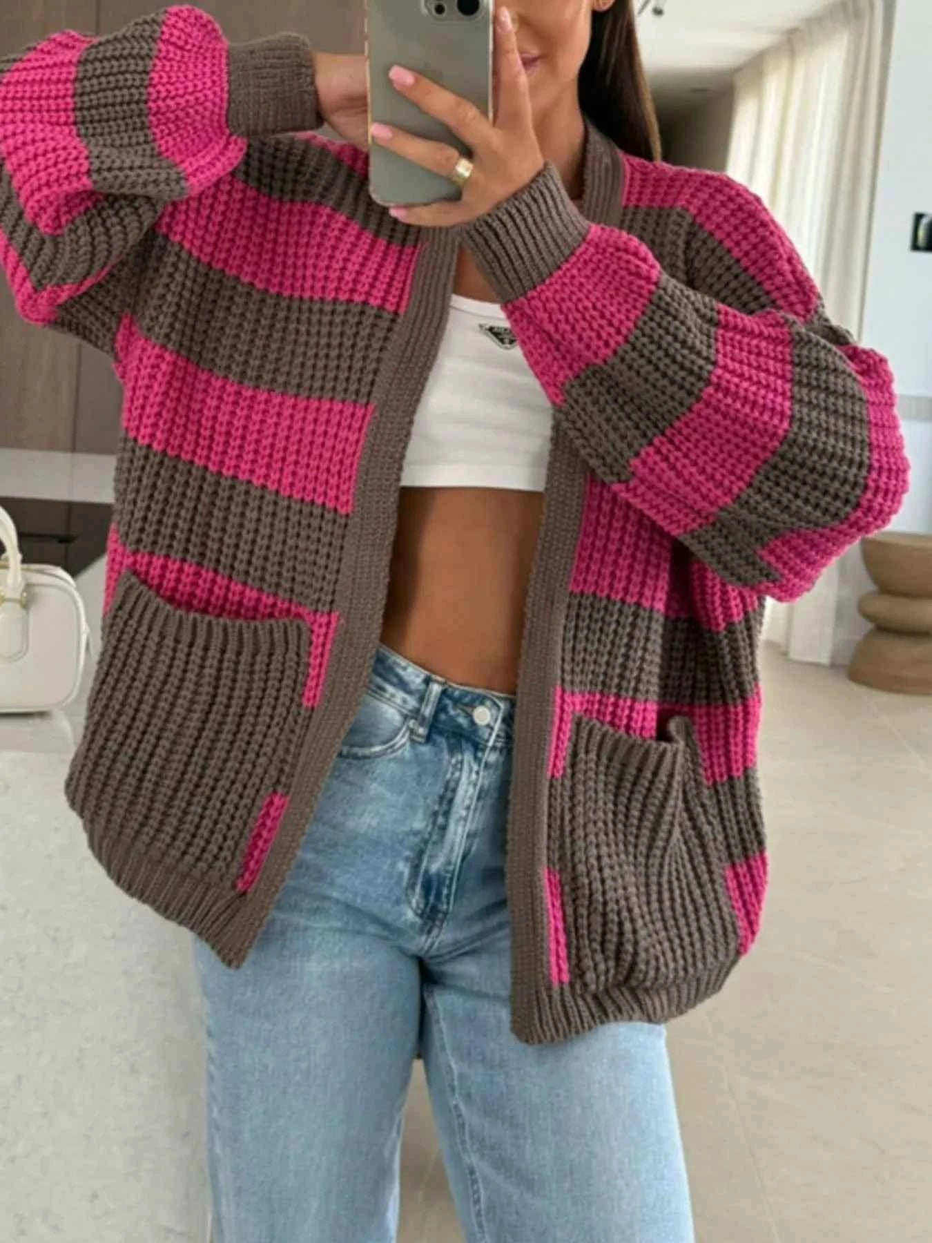 Striped Open Front Long Sleeve Cardigan 97e6ecef-f24c-4333-9424-dd52468914b3-Max-Origin
