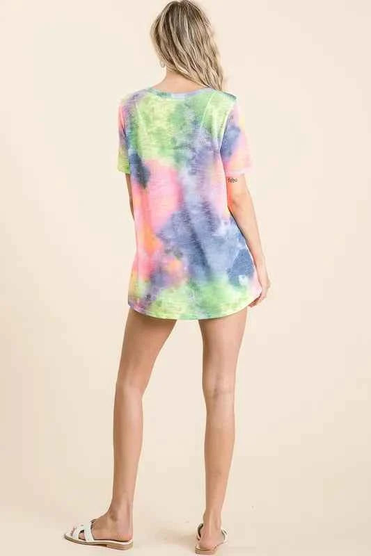 Tie Dye Print Low Gauge Deep U Neck Top 97e9b29eb45b4839bbdba2560e7ee30a-Max-Origin