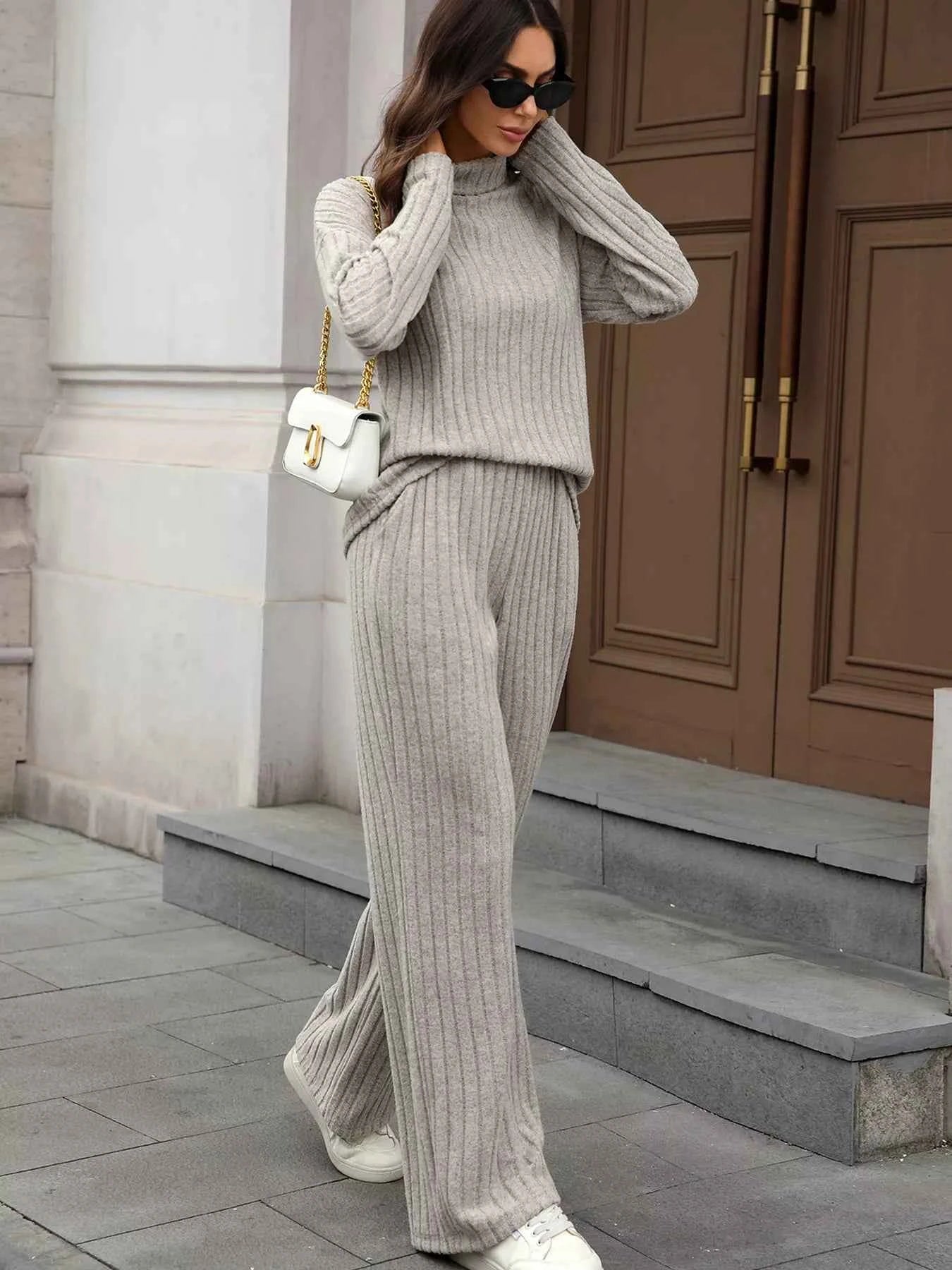 Ribbed Turtleneck Dropped Shoulder Top and Pants Sweater Set 97f4bf8993e74073bd14af3d30be0b81-Max-Origin