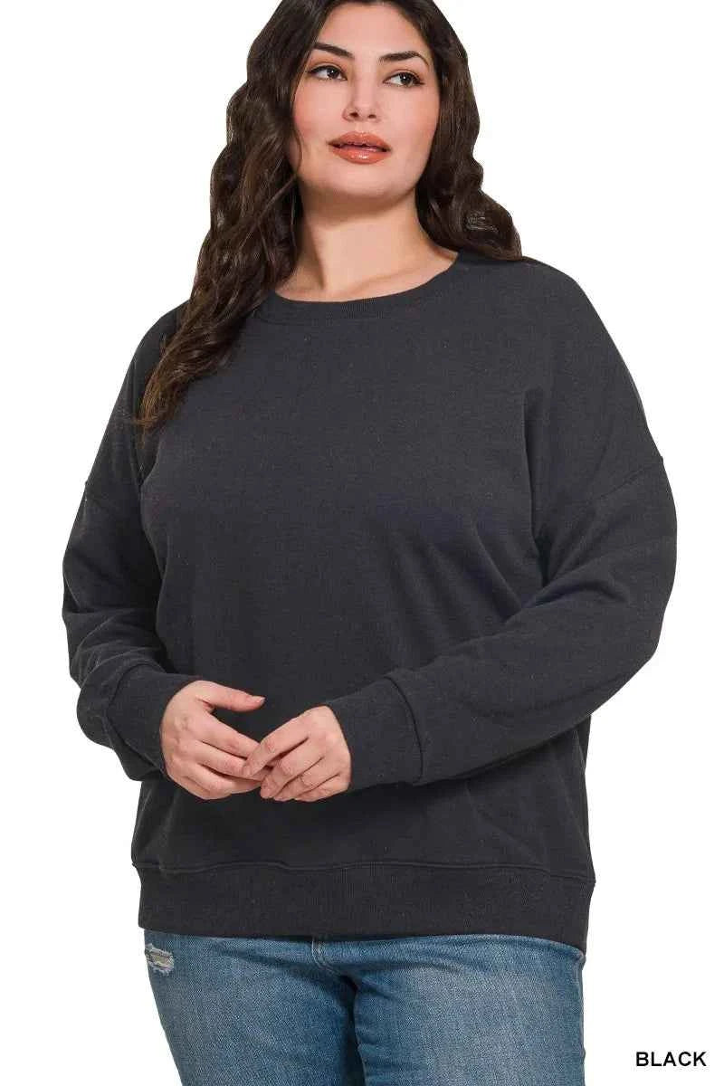 Zenana Full Size Fleece Drop Shoulder Sweatshirt Plus Size 97fed7c4594b455b9e4977e2c3f6e71a-Max-Origin