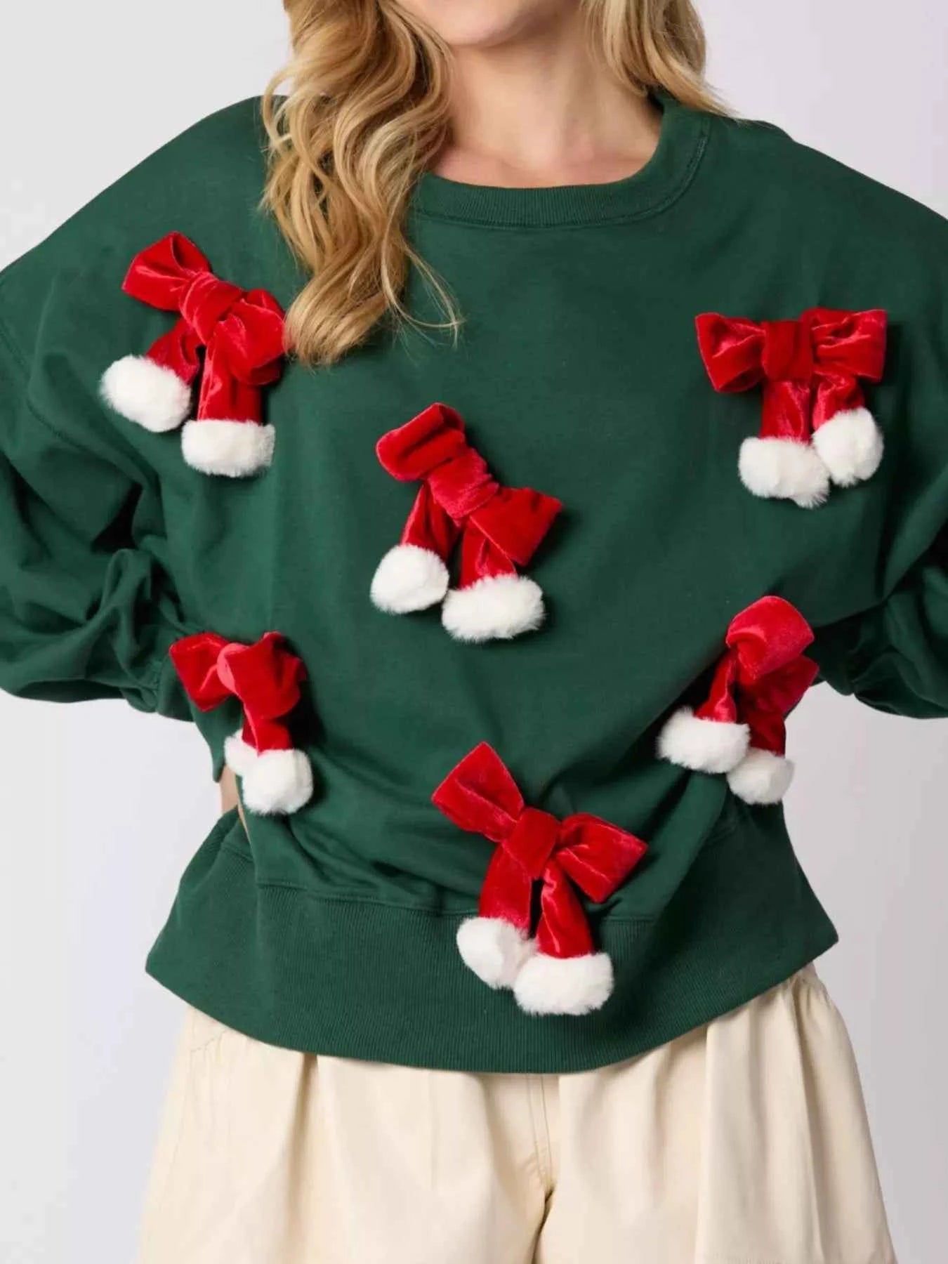 Christmas Long Sleeve Sweatshirt with Pom-Pom Bow Decoration 98008b24-a6be-40ba-a016-986682eddb6f-Max-Origin