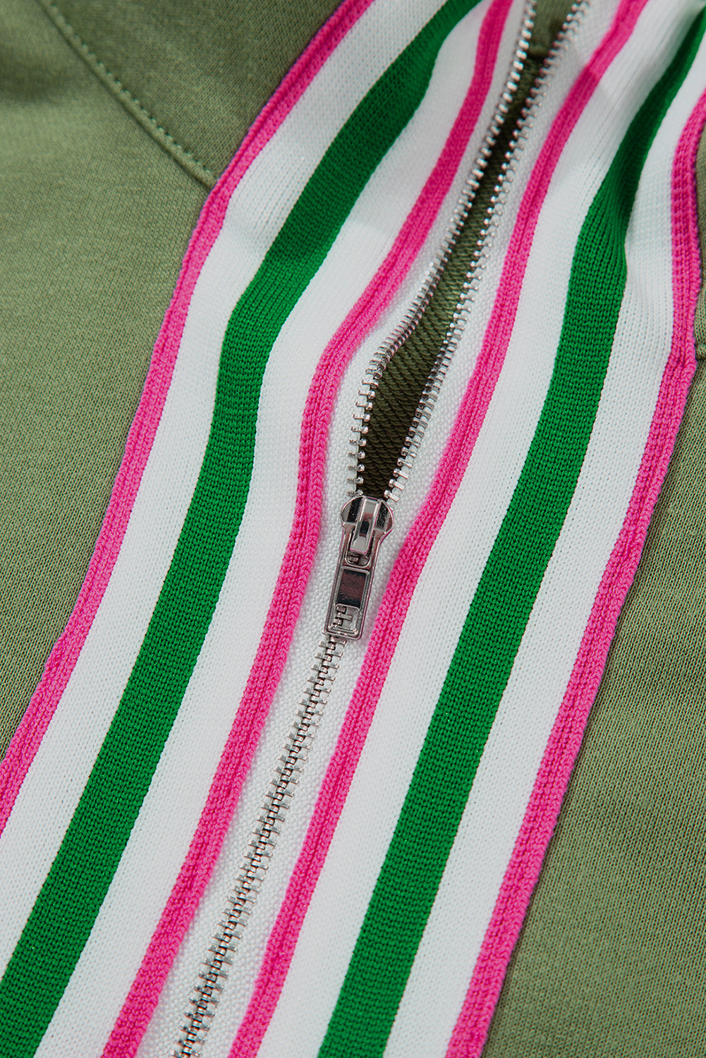 Sachet Pink Pop of Color Collared Patchwork Pullover Sweatshirt 9803c877be3a3bbd