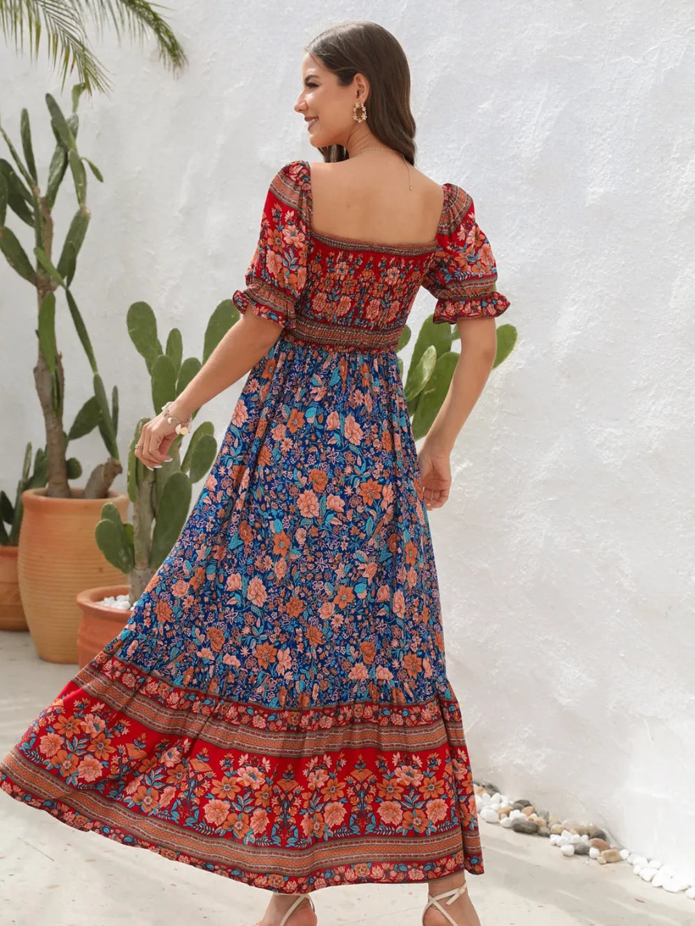Floral Flounce Sleeve Midi Dress 98064d04-d71c-4931-bc1a-16fcbbd19e88-Max