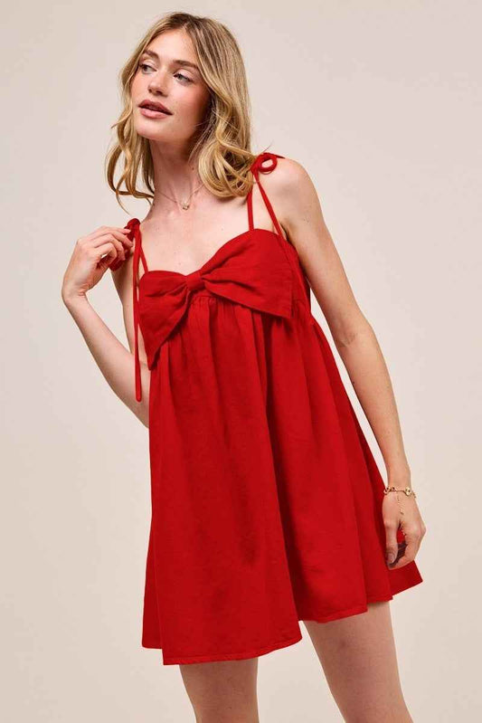 SO ME Ribbon Sleeveless Game Day Cheer Up Mini Dress RED 9807464e8b3d4bdd85773243e4c88867-Max