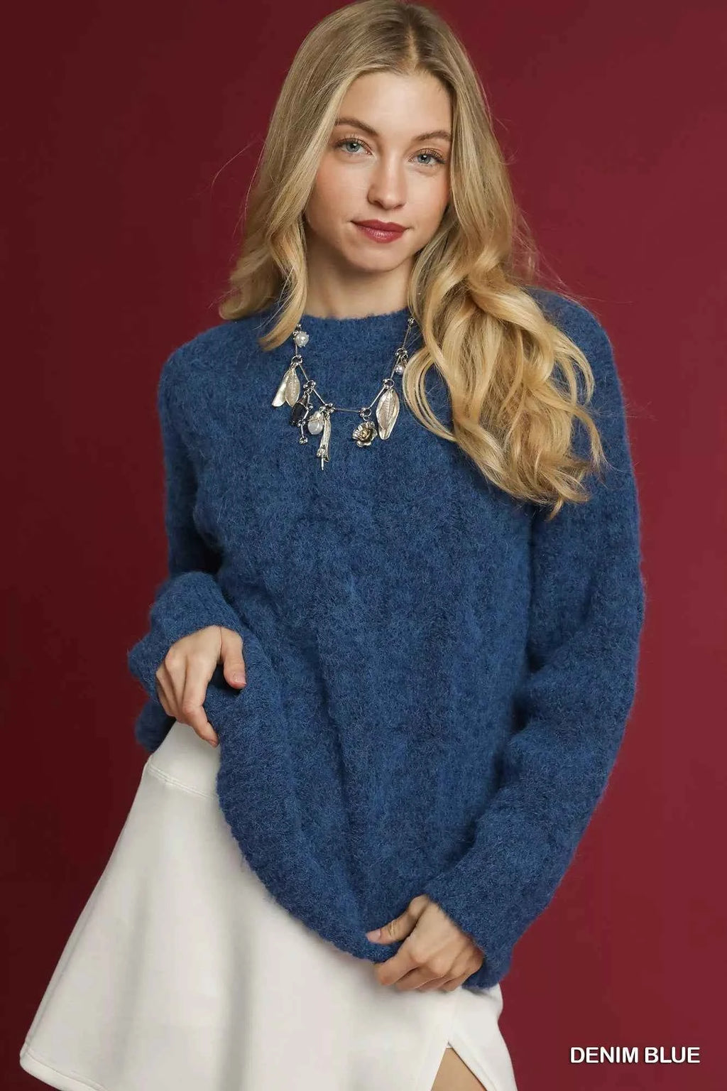 Umgee Cable Knit Cozy Sweater DENIM BLUE 981146a9-bb20-4626-a8e4-e4d0ebde4396-Max-Origin