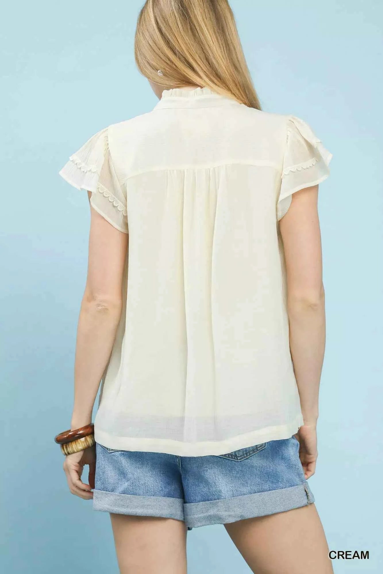 Scalloped Trim Flutter Sleeve Top 9811bdc9-ad0b-49db-95a5-a863c7a81bf6-Max-Origin