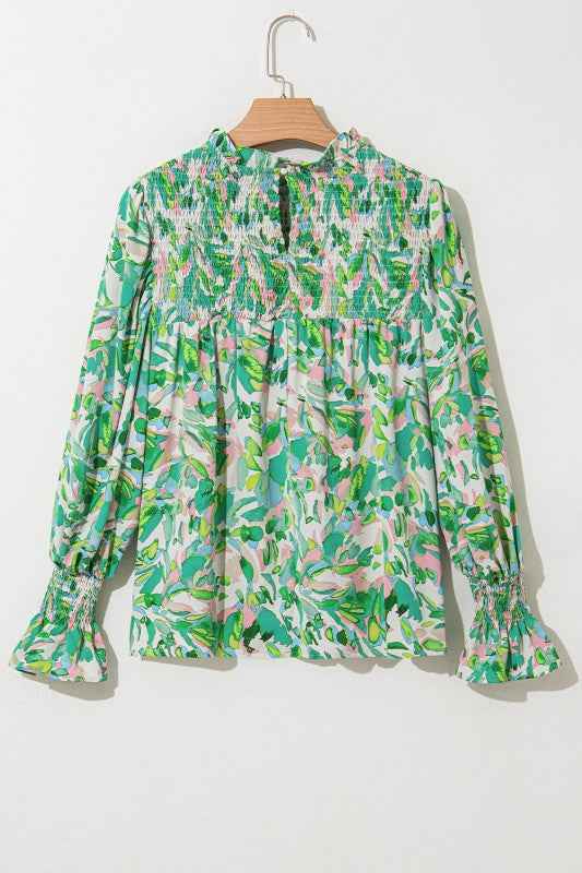 Milena Sleeve Shirred Mock Blouse 9814ef79-2c85-4927-a7be-c6733808114b
