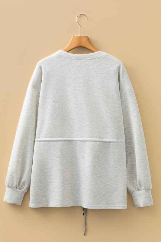 Solid Drawstring Waist Tunic Sweatshirt 9814fd25-bb25-4a26-b63a-87e7f1fe5f1a