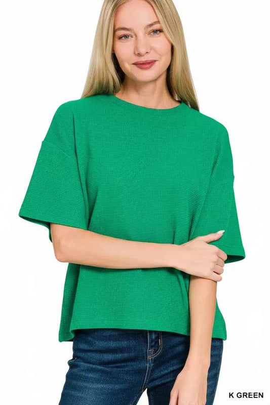 Zenana Full Size Double Knit Side Slits Hi Low Short Sleeve Top Plus Size 982253c8-72aa-4183-a2c8-270f31106a8a-Max-Origin