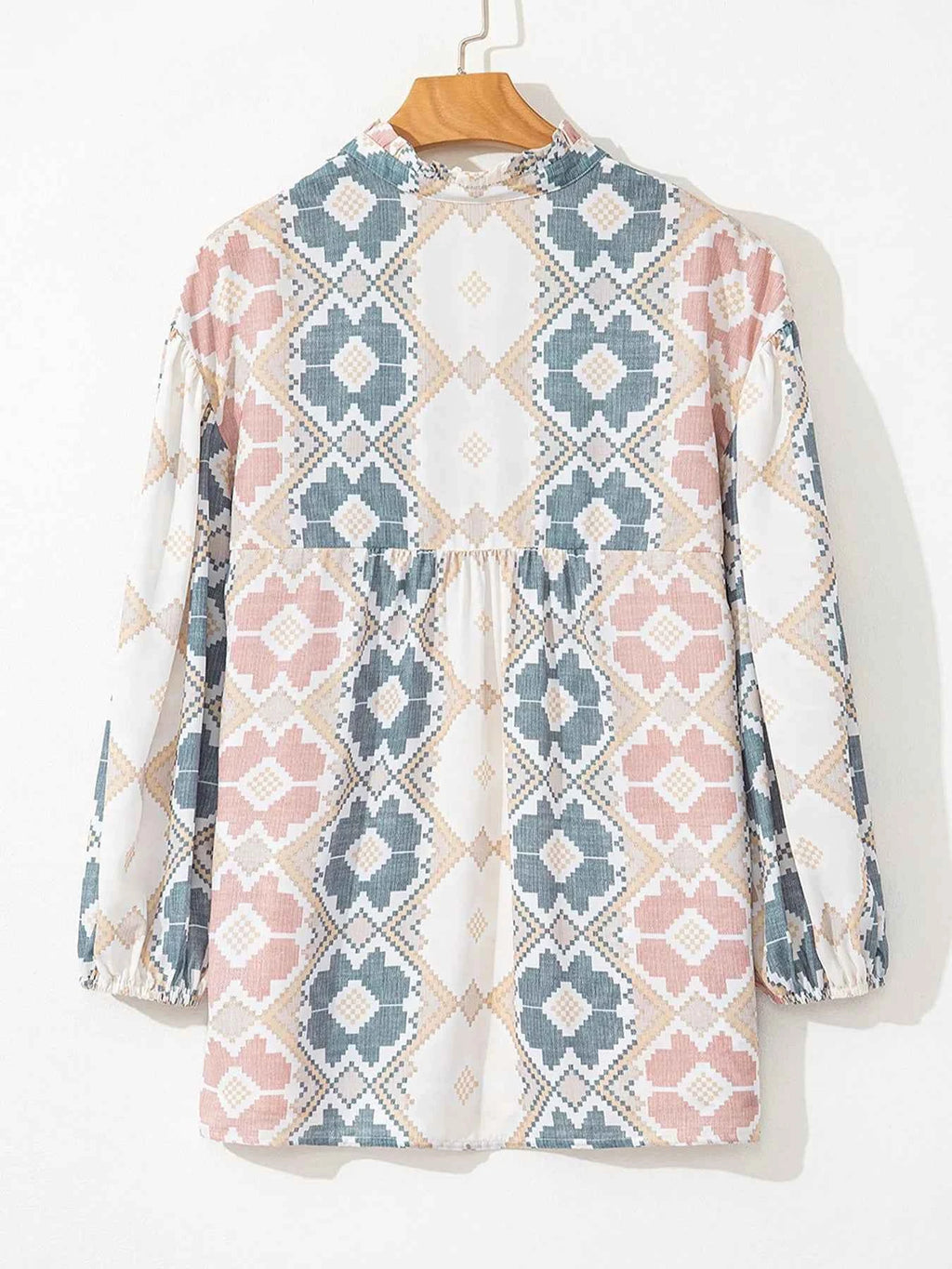 Bohemian Geometric Print Blouse with Tassel Tie 98281397-306f-459a-aae8-c5a81ff59da9-Max-Origin