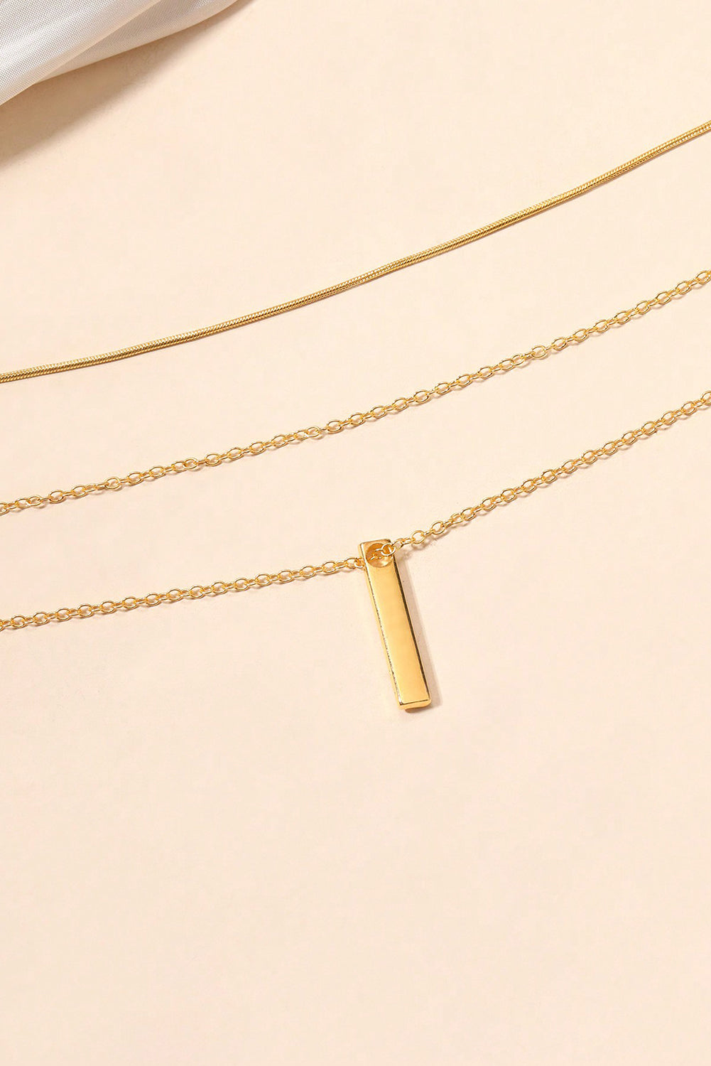 Gold Bar Pendant Layered Adjustable Chain Necklace 9832114c0da9ec1d
