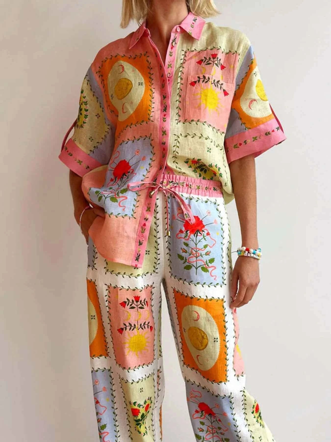 Printed Button Up Shirt and Pants Set Multicolor 98374391-b700-47e9-a1c9-8a3e73179ee2-Max-Origin