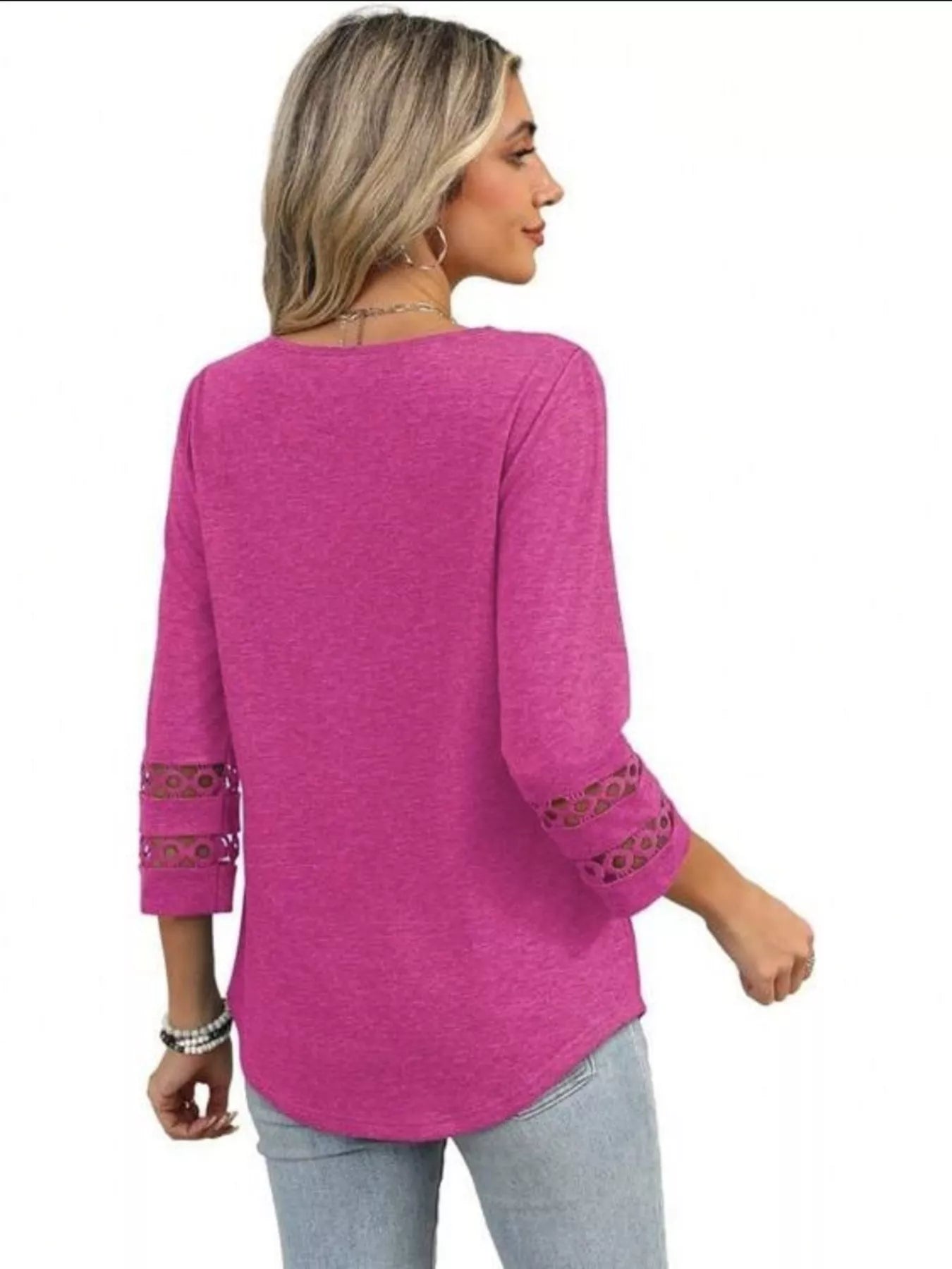 Full Size V-Neck 3/4 Sleeve T-Shirt Plus Size 985102b3ce7f4f60b347bfc78b34784a-Max-Origin
