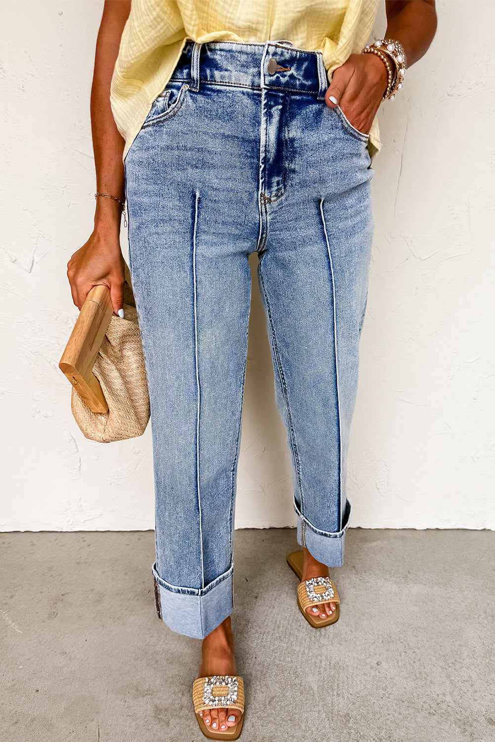 Myosotis Center Seam Straight High Waist Jeans Myosotis 65%Cotton+33%Polyester+2%Elastane 98556eb73b3f3ce4