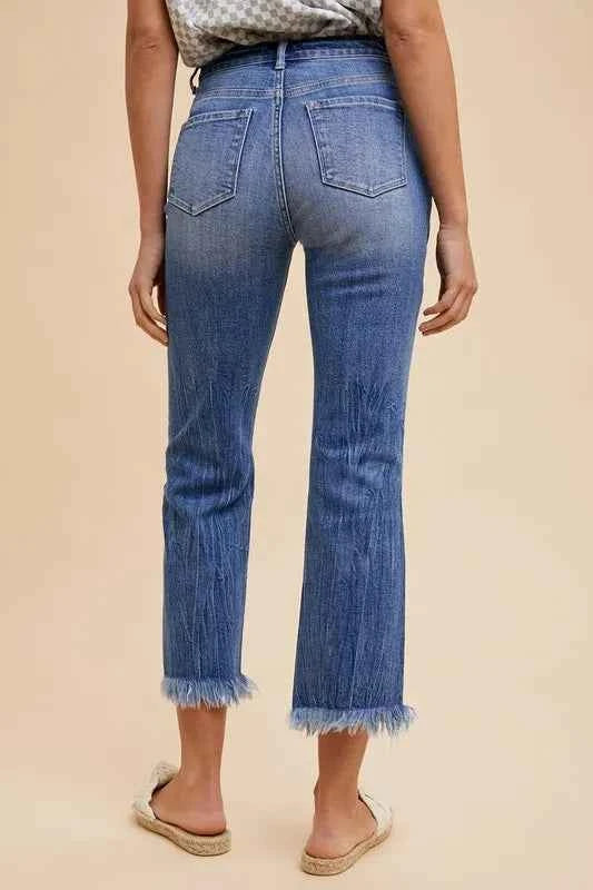 Distressed Raw Hem Straight Leg Cropped Jeans 985a0c11-2d78-474a-a59d-a69b9ad9fc39-Max