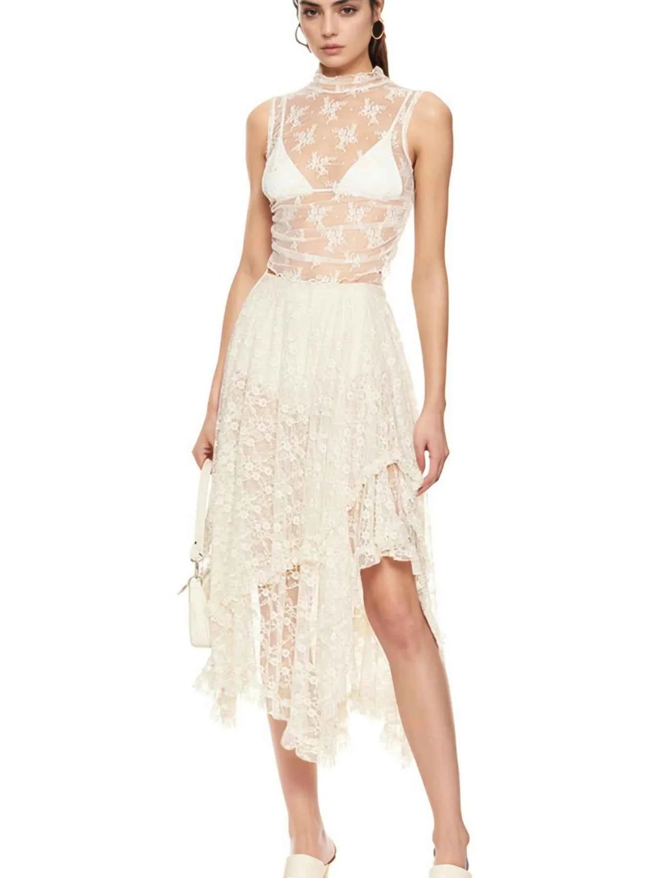 Asymmetrical Lace Midi Skirt Milky White 985b0bf2-2184-4c82-9fc1-629e860c70dc-Max-Origin